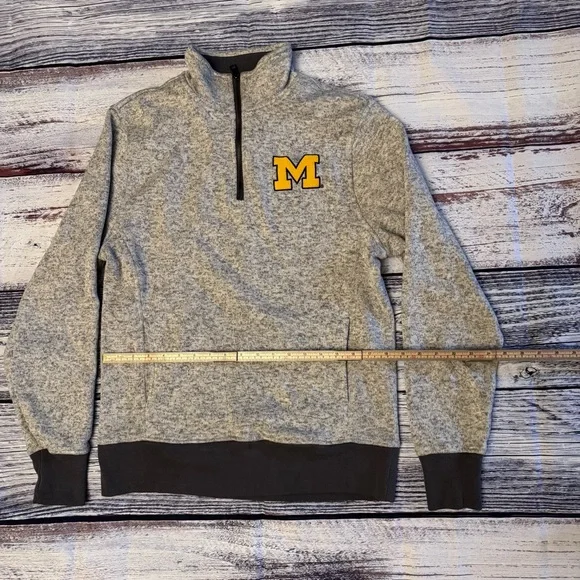 University of Michigan OTS Quarter Zip Pullover Gray Fleece Size Medium - Picture 4 of 7